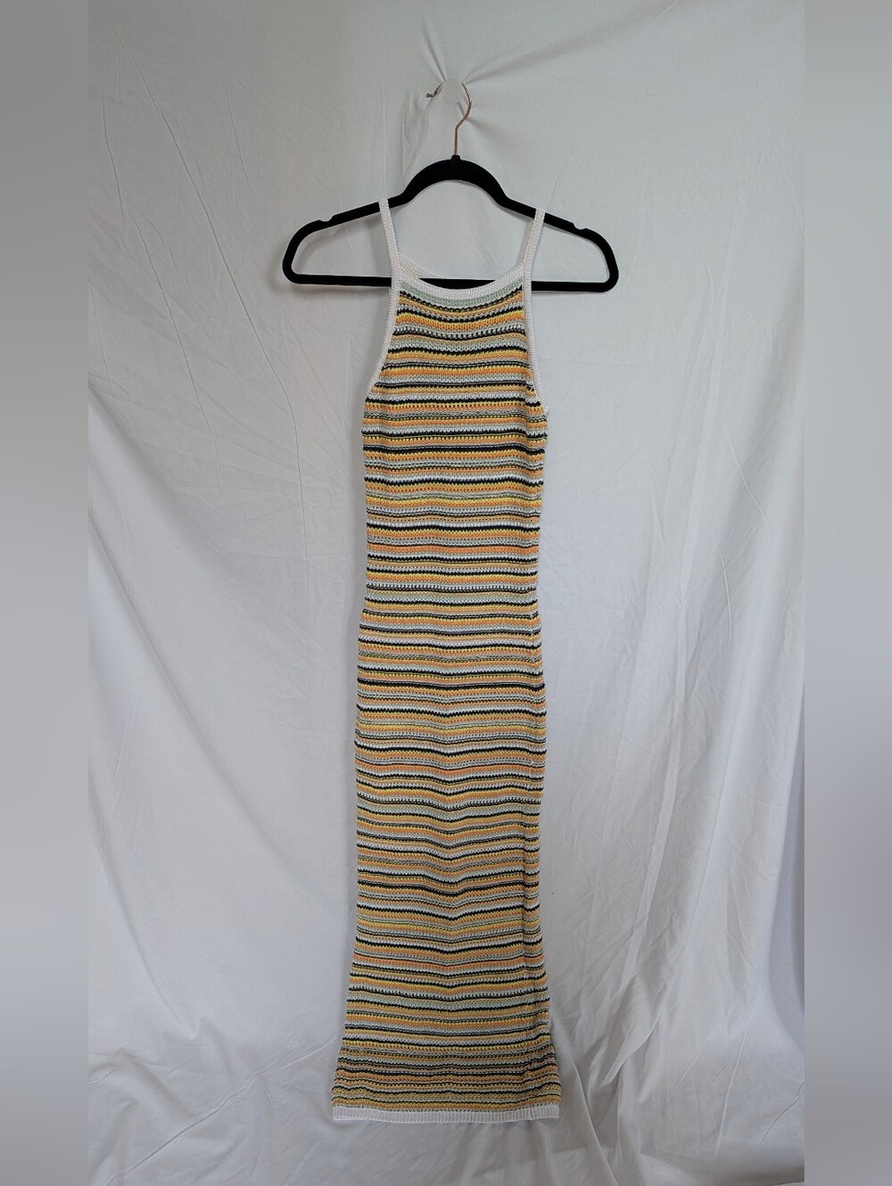 525 America Striped Halter Maxi Dress - Yellow & White